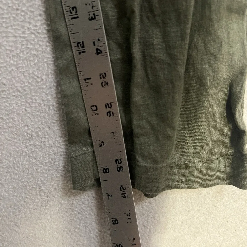 H&M Pants Women's Size XS Green 100% Linen Straight Leg Drawstring